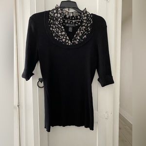 Inc sweater top, deco dot, clean, classy classic piece.